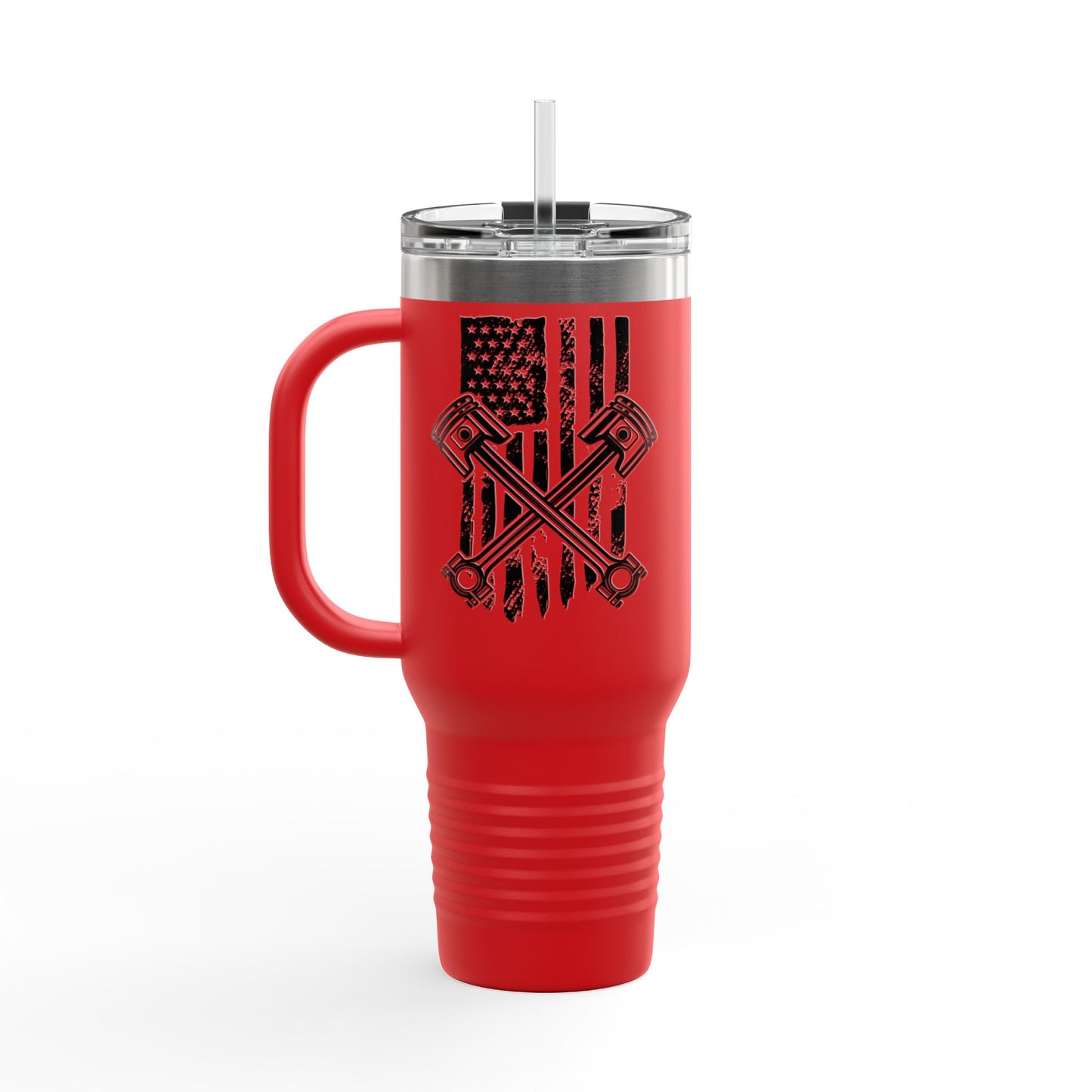 Insulated Travel Mug American Flag Piston NoLimitsDieselPerformance