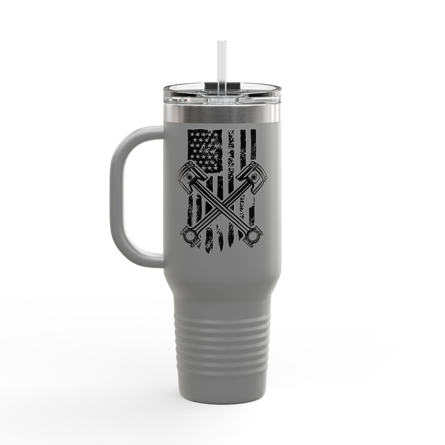Insulated Travel Mug American Flag Piston NoLimitsDieselPerformance