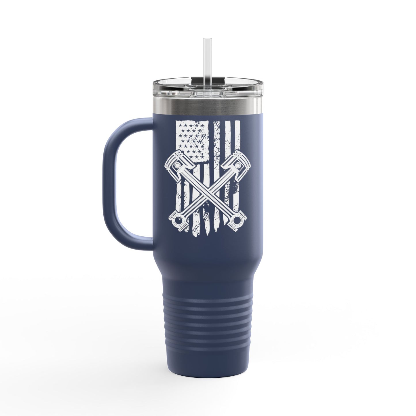 Insulated Travel Mug American Flag Piston NoLimitsDieselPerformance