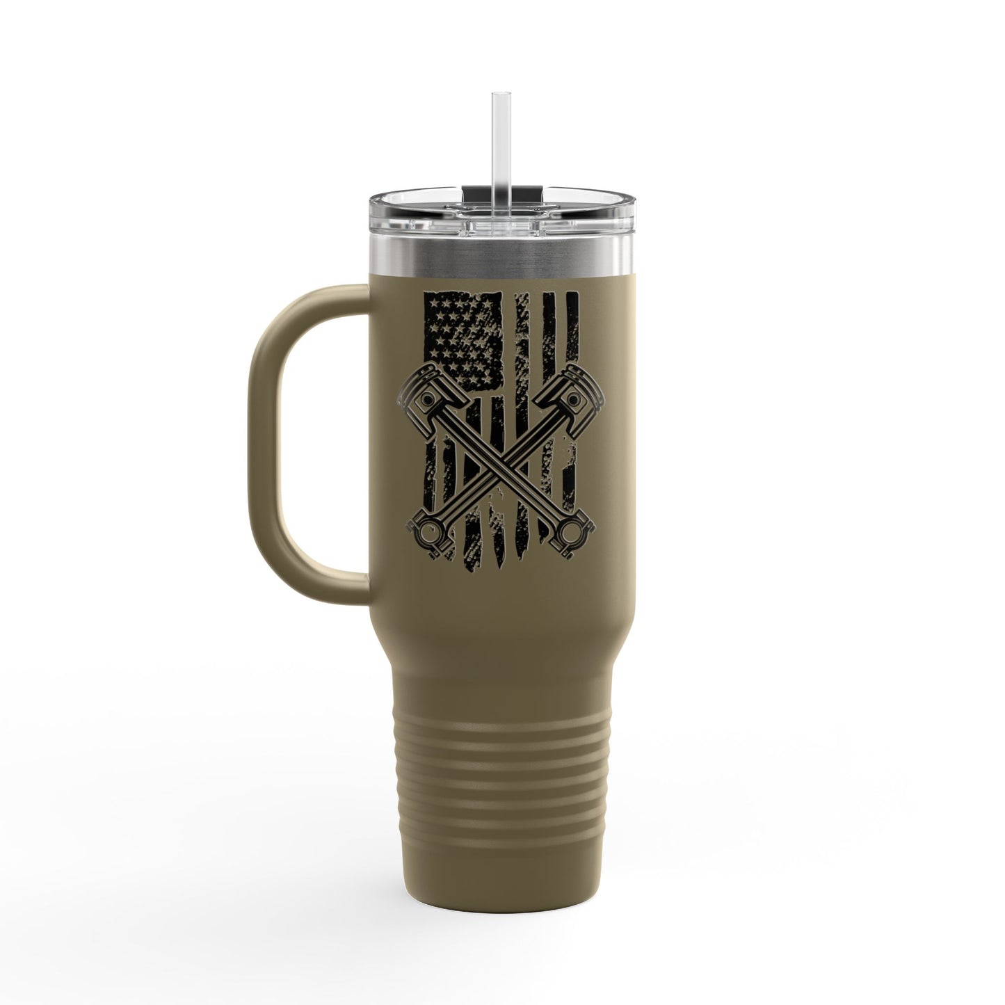 Insulated Travel Mug American Flag Piston NoLimitsDieselPerformance